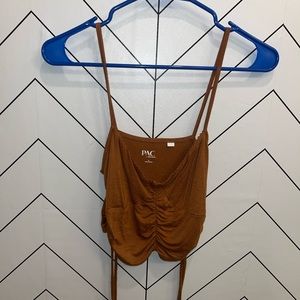 Brown, crop top, side scrunch, pacsun, small, perfect conditions